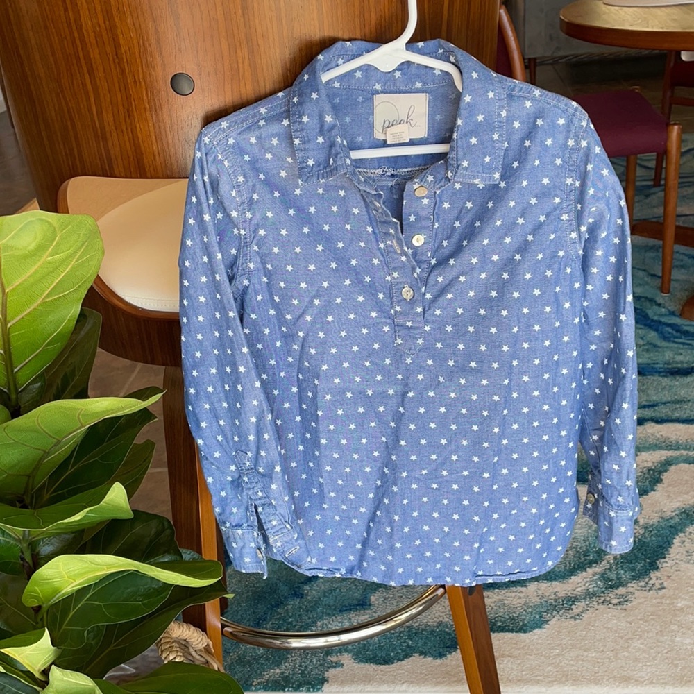 Peek cotton tunic with stars! Size 6-7